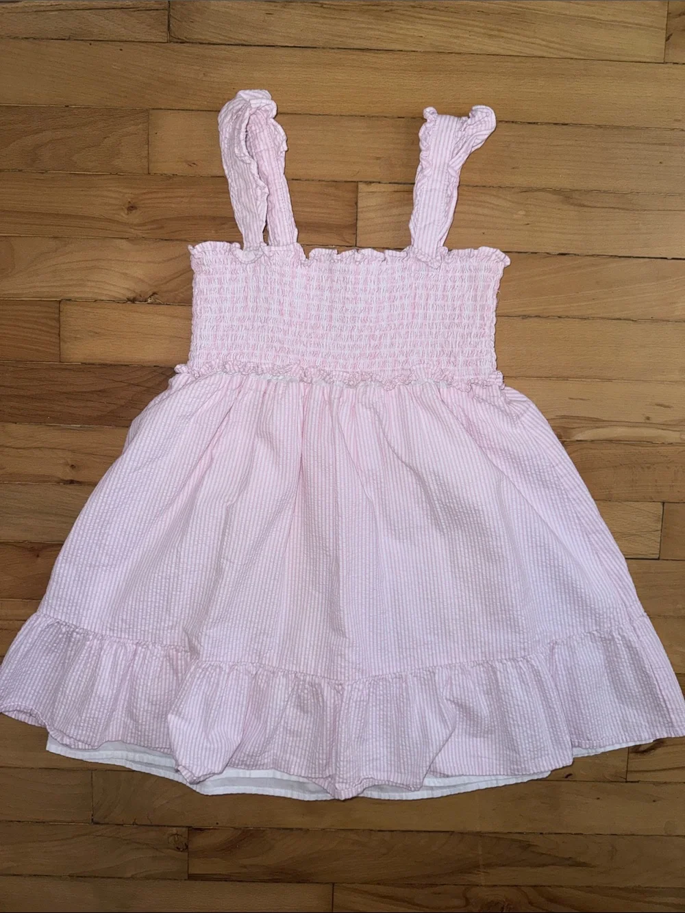 Janie and Jack Light Pink Smocked Ruffle Strap Dress 7Y